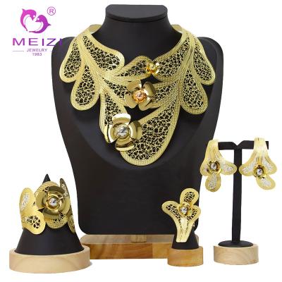 China High Quality Bridal Jewelry Set MEIZI Jewelry Chain Design Gold Plated Nigerian Accessories for sale