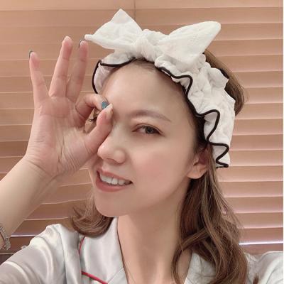 China 2022 Korea Hair Accessories Big Bow Turban Bow Makeup Spa Headbands Wash Headband Large Bow Handmade Cute Soft Face Wide Fashion For Women Girls Teens for sale