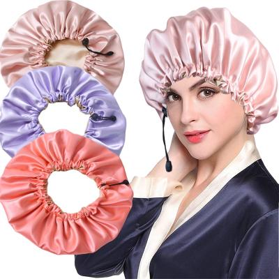 China Soft/Relieve/Natural Short Silky Satin Cowl 2021 Amazon Color Women's Short Silky Hoods Night Sleep Cover Cap Luxury Warm Soft Head Cap Men for sale