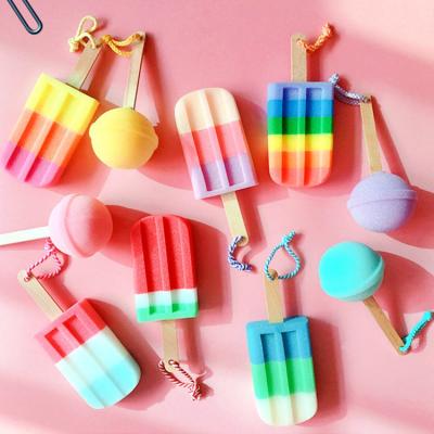 China EXFOLIATING 2020 Newest Cute Soft Bathing Soft Ice Popsicle Shower Scrub For Kids Birthday/Christmas Gift Rainbow Baby Bath Sponge Lovely for sale