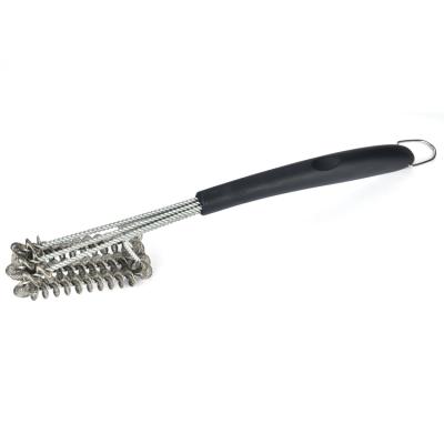 China New Easily Cleaned BBQ Grill and Kitchen Cleaner Brush Scraper with Long Plastic Handle for sale