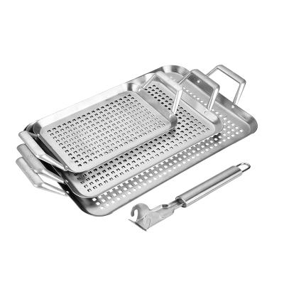 China Easily Cleaned Cutstomizd Stainless Steel BBQ Accessories GRILL Tools Basket Pan for sale