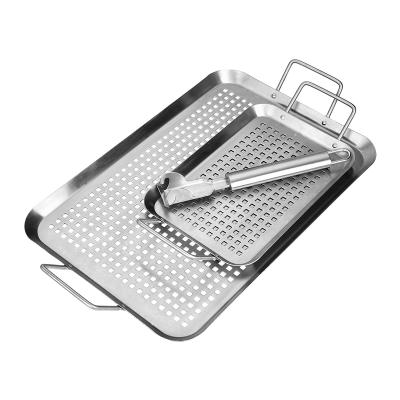 China Easily Cleaned Basket Pan With Heat Proof BBQ Tongs from Aamzon's Topper Stainless Steel BBQ Pan for sale