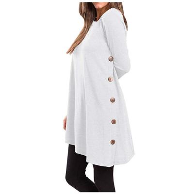 China Wholesale Long Sleeve Button Irregular Solid Side Tunic Anti-Static for sale