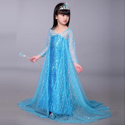 China Hollywood Children's Girl's Sequined Princess Dress Halloween Long Sleeve Party Crown Stick Coat for sale