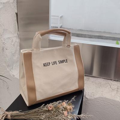 China High Quality Fashion Sling Canvas Tote Bag Single Handle Shoulder Bag Cotton Canvas 100% Leather Bag High Quality With Custom Logo for sale