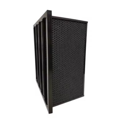 China Carbon Fiber Chemical Filter Compact V Bank Hepa Air Filter For HVAC for sale