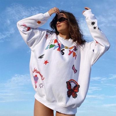 China Breathable Women Sweatshirts San Francisco California Buses Print Oversized Top Women Drop-shoulder Pullover Female for sale