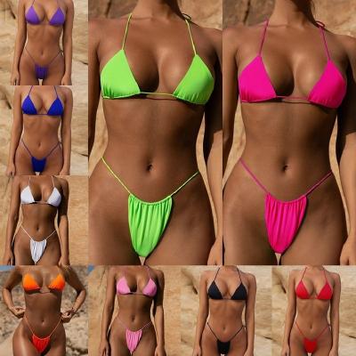 China 2021 Good Breathable Two Piece Bikini Top Pants Set Swimwear Plus Size Sexy Bikini Thong Bikini Set for sale