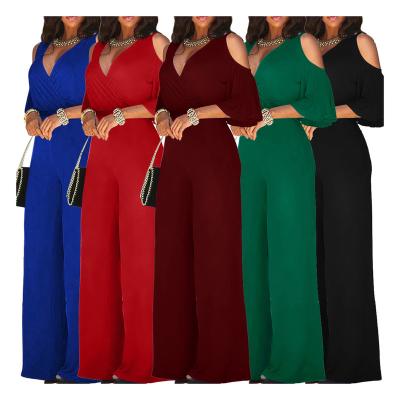 China 2021 new Anti-wrinkle v neck cut out sexy sleeve design jumpsuit woman one piece rompers for sale