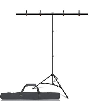 China Aluminum Metal Protable 2m T-shape Light Stand With 200cm Crossbar T Background Support Bracket For Photography for sale