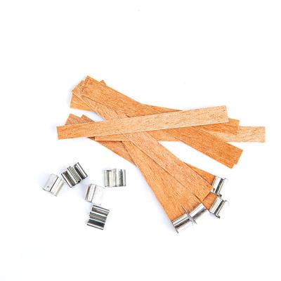 China Non-Toxic Natural Crackling Wooden Candle Wicks with Candle Wick Holder for Soy Candle Making for sale