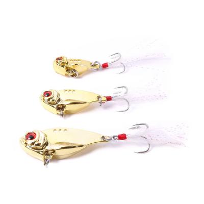 China Anti Corrosion Gold Silver Metal VIB Lures 5g 10g 15g Strong Vivid Vibration Spoon Bass Artificial Hard Bait 3D Eye Bait for sale