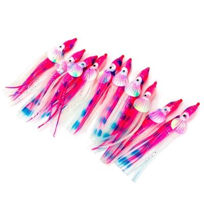 China Luminous Rubber Lure 5cm 6cm 10cm Squid Skirt Octopus Skirts Fishing Soft Lures With Scales for sale