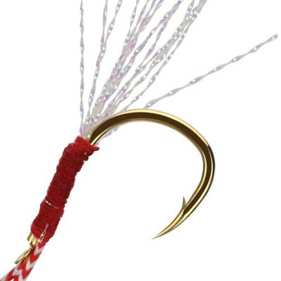 China Single Iron Flat Hook Blood Bait Anti Corrosion Hook With Three Color Feather Nickel Anchors Barbed Hook for sale