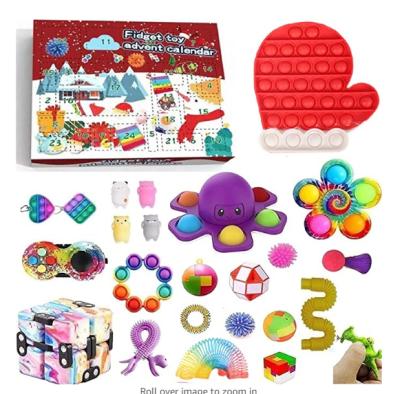 China 100% Silicone Sensory Toys Set 38 Packs, Relaxation Busy Hand Box Christmas Calendar Toys Sensory Busy and Squeeze Toys for sale