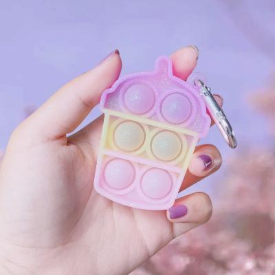 China 100% Mini Silicone Maker Silicone Popit Toy Autism Wiggle Key Key Chain Sensory Noise Small Keychain for sale