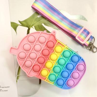 China High Quality Sensory Silicone Stress Reliever Push Bubble It Butt Wraps Bubble Shoulder Handbag For Christmas Gift for sale