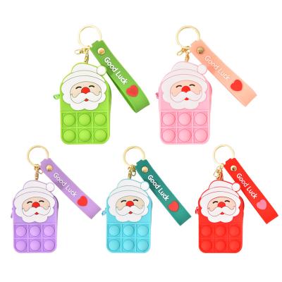 China 2021 New Cute Mini Custom Pop Bubbles Silicone Coin Purse Key Chain Coin Purses Silicone Christmas Gift Busy Person Toys Set Package for sale