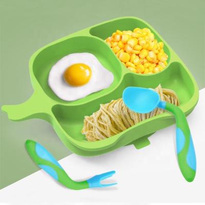 China Safe Food Grade Silicone Baby Suction Bowl Microwave Dishwasher Feeding Dish Eco-Friendly Anti-Spill for sale