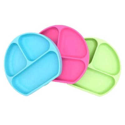 China Amazon Eco-Friendly Hot Selling Divided Toddler Dishes Skid Toddler Baby Silicone Dish Non-Slip Feeding Suction Bpa Free for sale