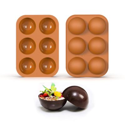 China Amazon Viable Hot Selling Cake Jelly Pudding Round Bake Mold 6 Holes Silicone Molds DIY For Chocolate Bomb Mold for sale