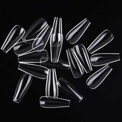 China Easy apply. 600pcs Popular Long Ballet Acrylic Coffin Nail Tips Professional Nail Supplies Wholesale Full Coverage Nail Tips for sale