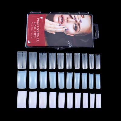 China French Manicure XL Square Nail Tips Nature French Clear White Box 100PCS Coffin Nail Wrapping Tips for sale