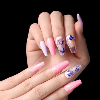 China Easy apply. Popular press on nails 24pcs full cover custom press on nails with glue factory wholesale price for sale