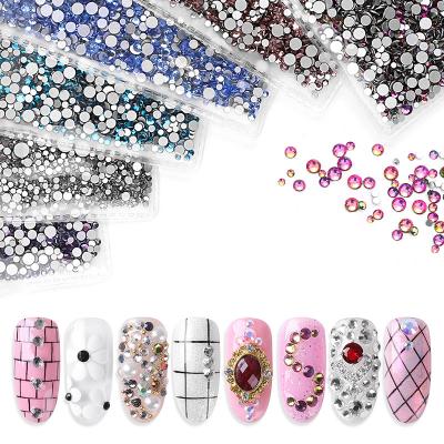 China Mix Color Nail Art Diamond ab Nail Art Decorations 3d DIY Luxury Flat Back Glass Pendant Glass Pendant for sale