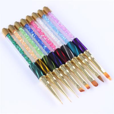 China 3D Nail Art Nail Art Brush Kolinsky Hair Gel Nail Pickup Brush for Nails Crystal Handle Liner Pinceles for sale