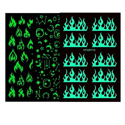 China 2021 Trendy Hot Selling Party Nail Stickers Glow In The Dark Nail Polish Strips Fluorescent Nail Art Decals Stciker for sale