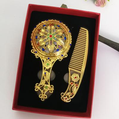 China Lighted hollow makeup mirror to send a small comb restoring ancient ways for sale