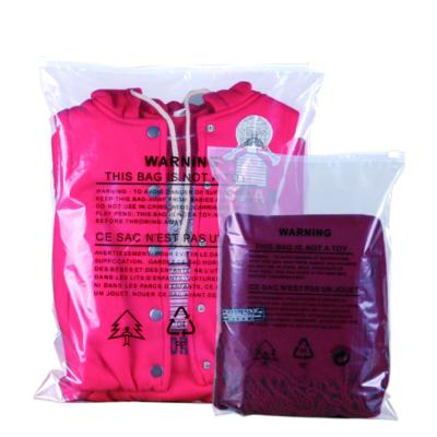 China Custom ziplock zipper moisture proof frosted cpe apparel package bags with logo clothes garment suffocation warning poly bag for sale