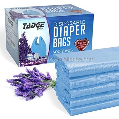 China Lavender Biodegradable Scented Baby Disposable Diaper Bags Customized Disposable Diaper Bags for sale