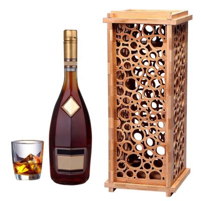 China Handmade Classic Hollow-carved Breathable Wooden Design Bamboo Packing Crate Wine Box for sale