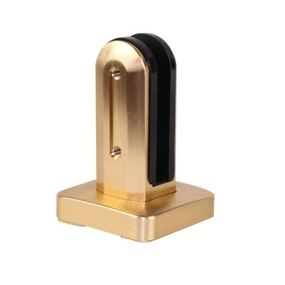 China Simple Design Style Gold Clamp for Frameless Glass Fence Railing System for sale