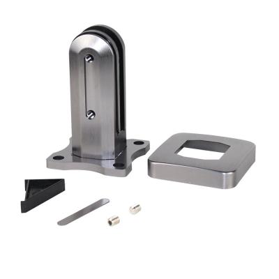 China Aluminum Alloy Exterior Swimming Pool Glass Clamp for Balustrade Mounted on Flooring for sale