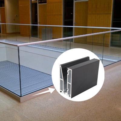 China Temper Glass enclosure undercut Modern Design U Channel Glass Railing with LED Light for sale