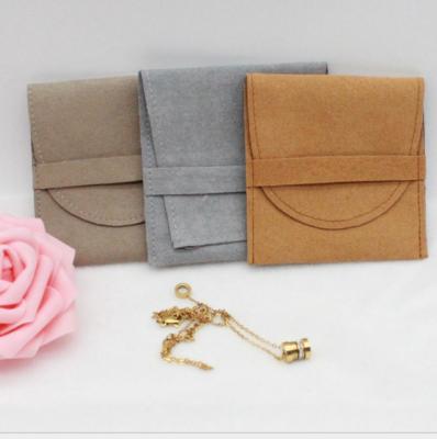 China Custom Logo Luxury Envelope Flap Micro Fiber Suede Jewelry Pouch Accept Custom Made for sale