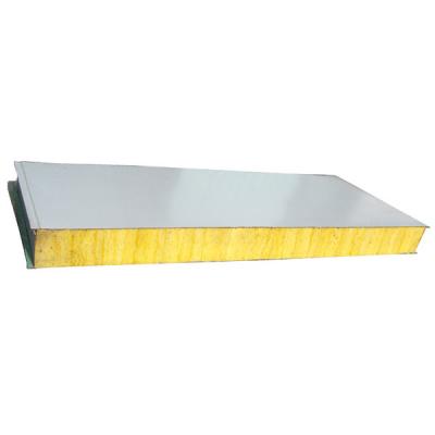 China 1150MM Heat Insulation Fireproof Rock Wool Color Steel Sandwich Wall Panel for sale