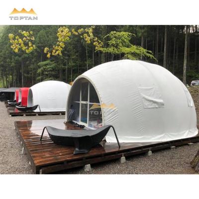 China UV Resistant Oval Japan Hotel Resort Camping Luxury Oval Structure Membrane PVDF Tent For Two Persons Used for sale