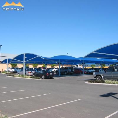 China Extended type waterproof sunproof industrial tent parking shed garage parking lots tents with steel frame membrane structure tensile canopy for sale