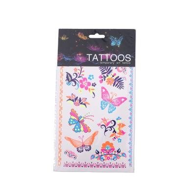 China Fashion Lady Waterproof Colorful Butterfly Custom Popular Temporary Tattoo Self Adhesive Art Adhesive Sticker for sale