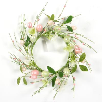 China Indor Decoration 2022 New Arrivals 12Inch Easter Berry Wreath With Decorative Easter Decoration Flower Egg Plastic Easter Wreath for sale