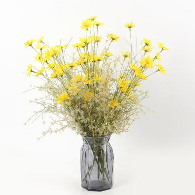 China Spring Silk Wildflowers Field Hotel Indoor Decoration Bright Yellow Artificial Flowers for sale