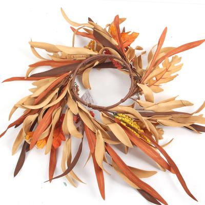 China Home Decor Silk Autumn Dead Leaves Braid Artificial Raffia Garland for sale