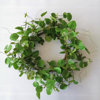 China Wholesale 2022 New Product Green Ideas Environmental Protection Artificial Eucalyptus Wreath Leaves Wall Hanging Green Wreath for sale