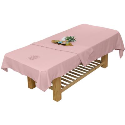 China Professional Plaid Beauty Salon Massage Table Sheet With Hole Spa Fitted Sheets Factory Professional Body Therapy Spa Sheet Customized for sale