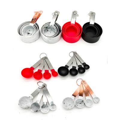 China Sustainable Factory New Design Kitchen Baking Cups And Spoons 8Pcs Custom Made Clear Scale Stainless Steel for sale